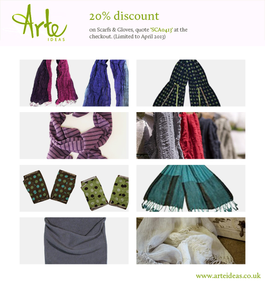 20% discount on eco-friendly scarves and gloves