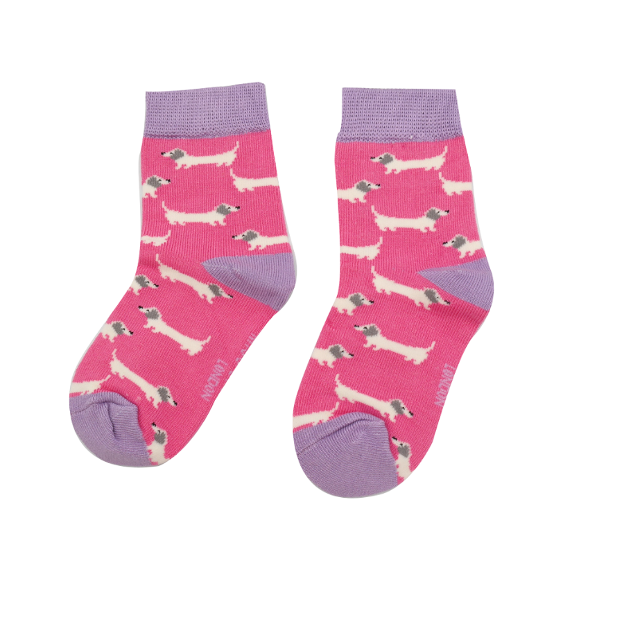 Girl’s Sausage Dogs Socks Bright Pink – Arte Ideas